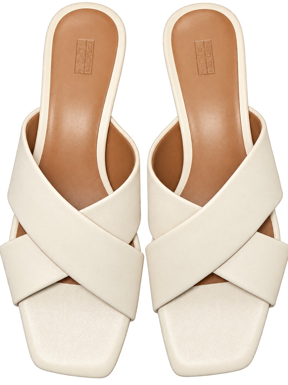Nordstrom Cream Cross-Strap Slide Mules